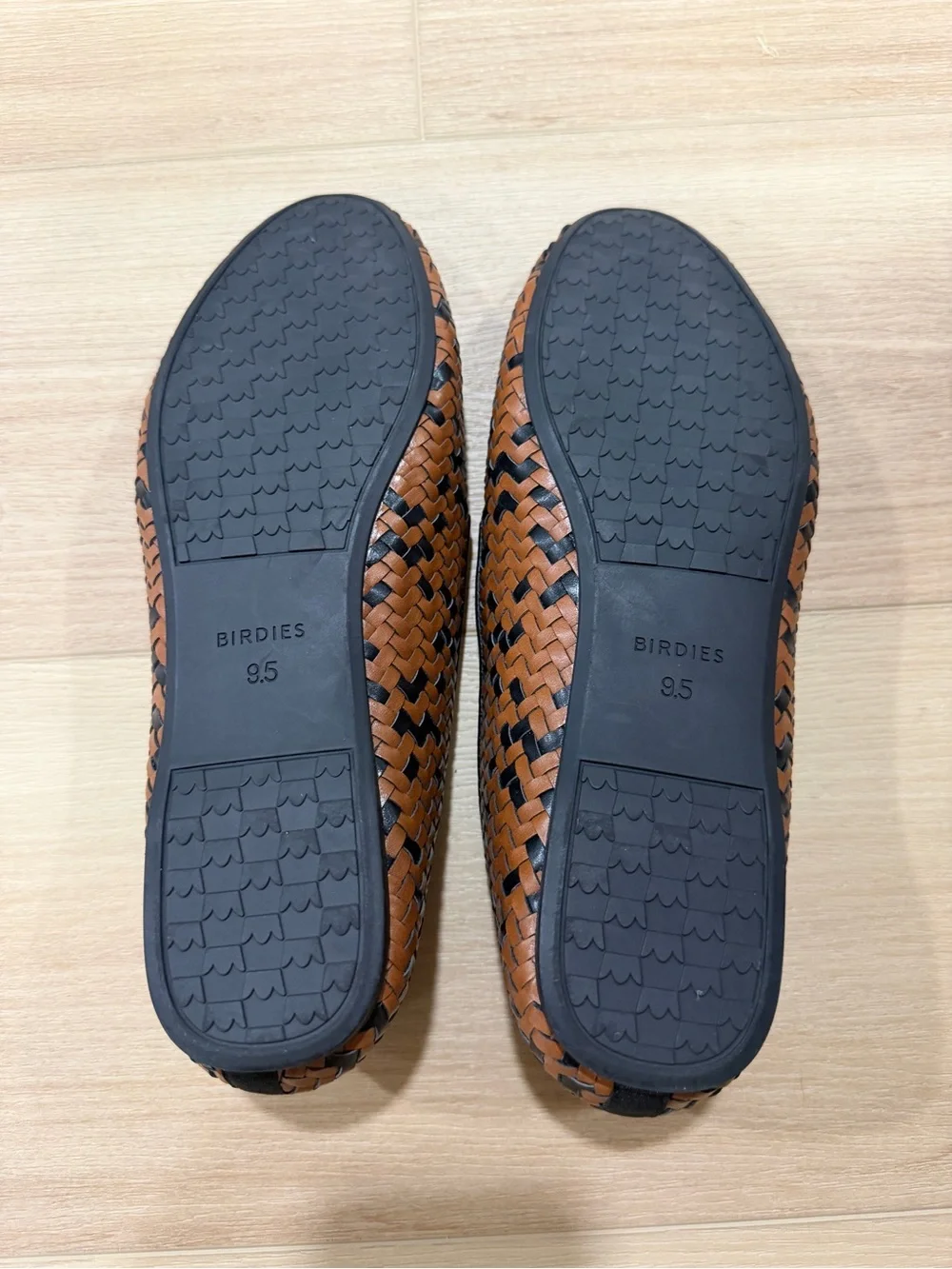 Birdies Brown and Black Woven Leather Flats